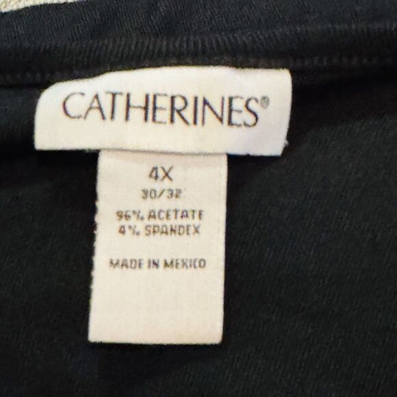 Catherines Womens Plus 4X Black Knit Top Asymmetrical Hem Long Sleeve Light - Picture 4 of 6